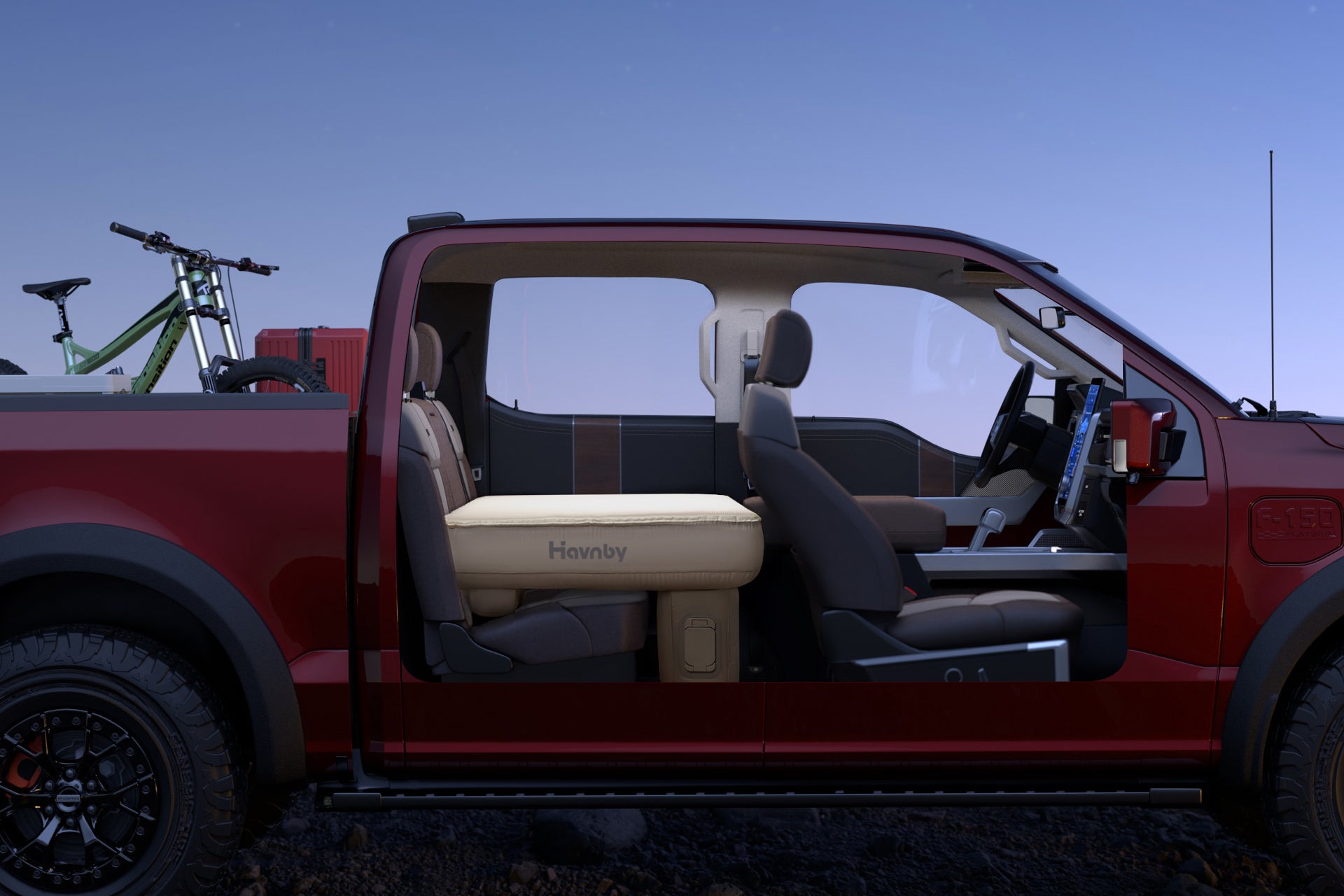 leveling pickup truck bed mattress with raised bottom support