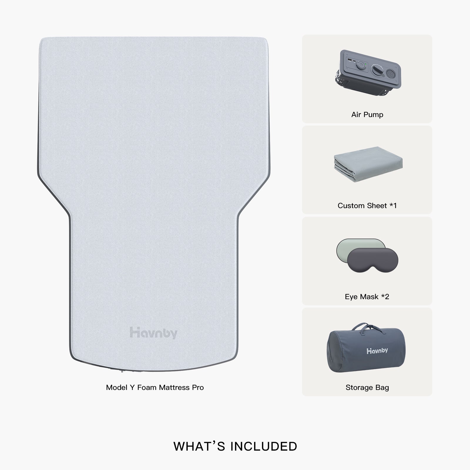 Tesla Model Y mattress kit including pump mattress sheet and storage bag