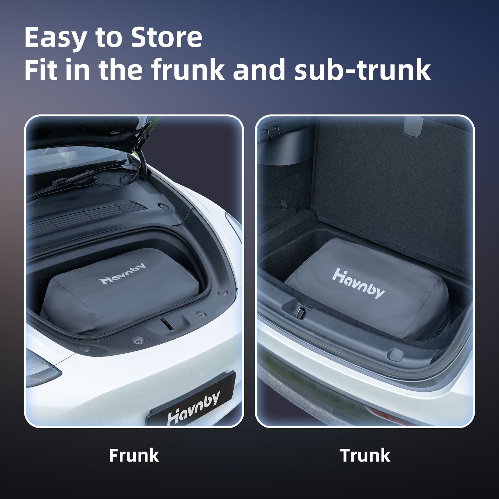 Easy to store,fit in the frunk and sub trunk