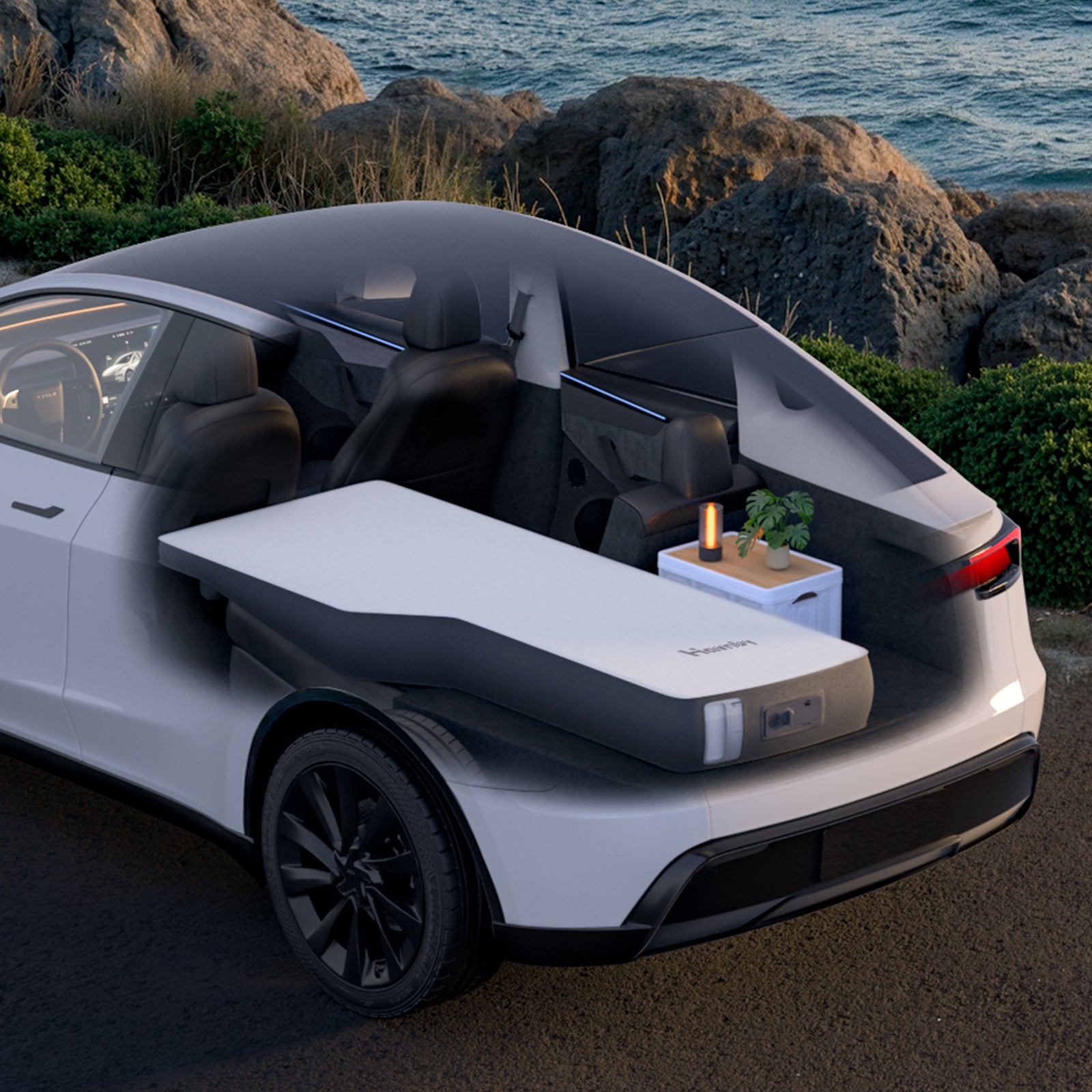 Havnby Autolevel Foam Tesla Model Y Solo mattress full view for car camping