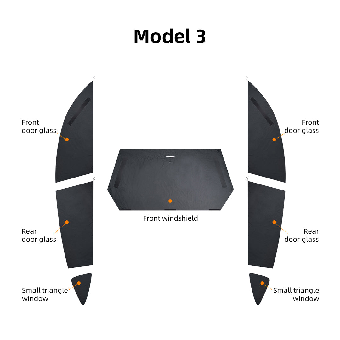 Tesla Model 3 Window Shades - Windshield - Window Covers - Sunshade