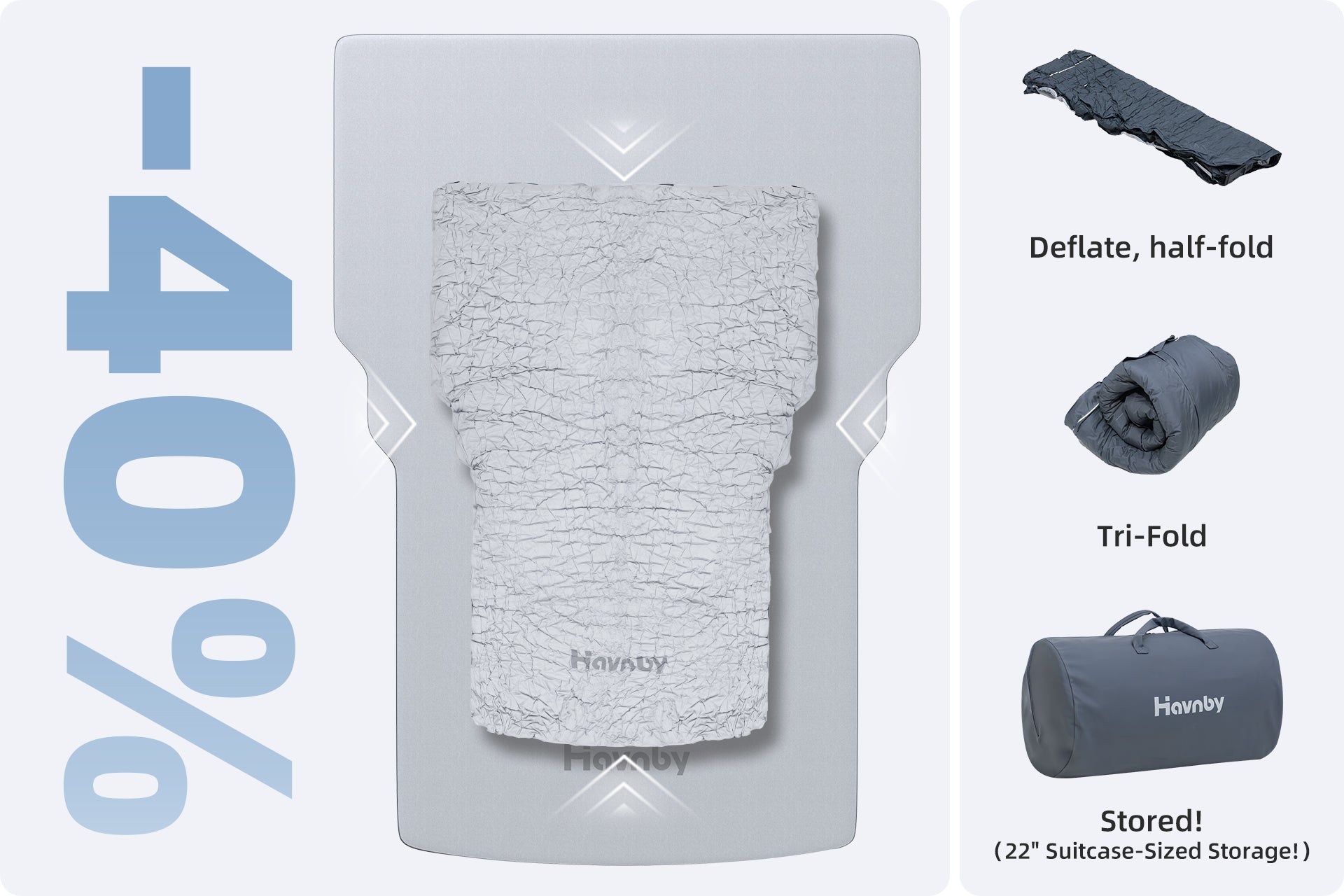 Foldable air mattress packed in Toyota RAV4 rear trunk