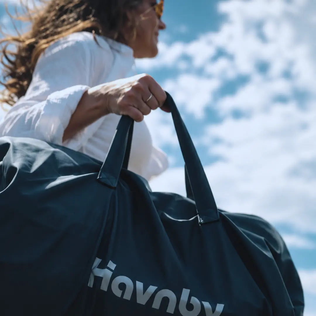 Havnby sleep system set up inside a parked vehicle