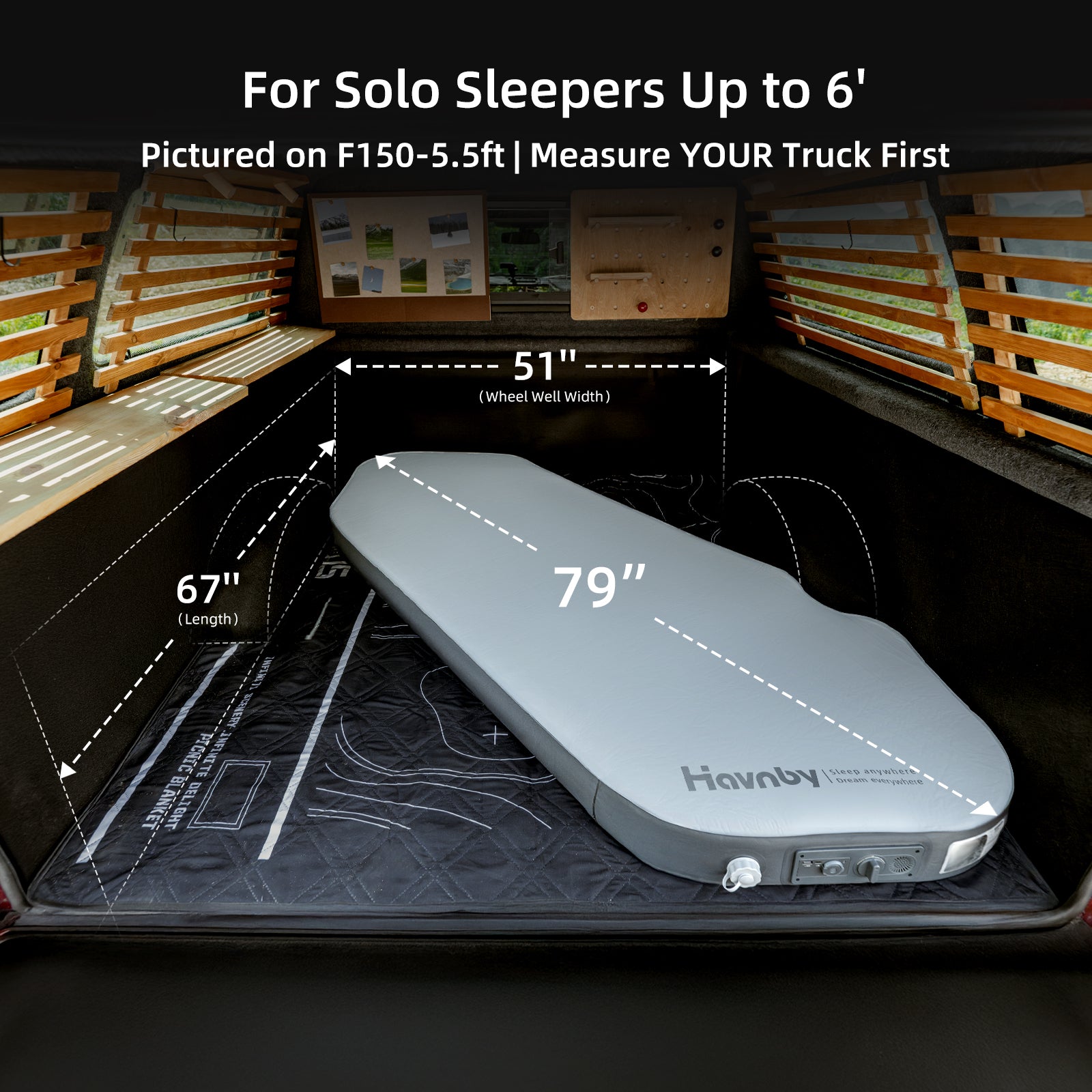 4-inch Air+Foam truck mattress with diagonal design for solo sleepers