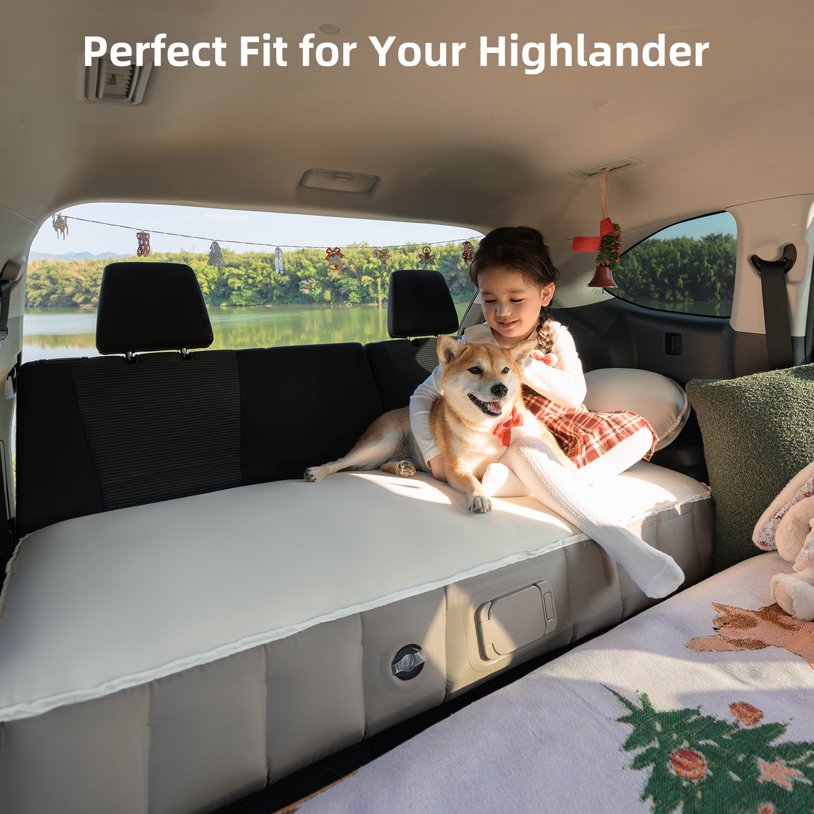 Perfect fit Air Foam 3rd row mattress for Toyota Highlander with child sitting comfortably