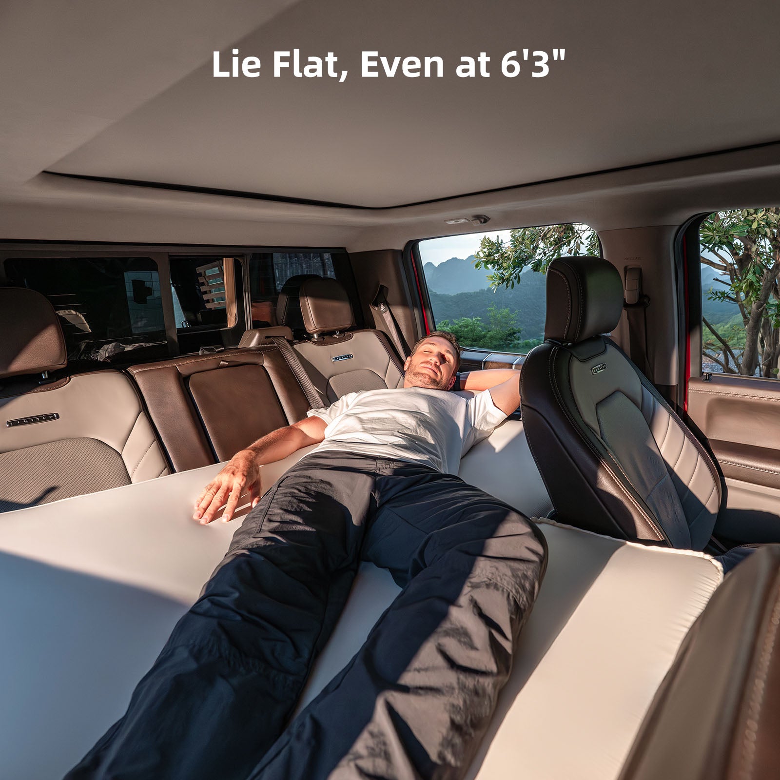 Pickup back seat mattress connected with TPU extension pad for extra space