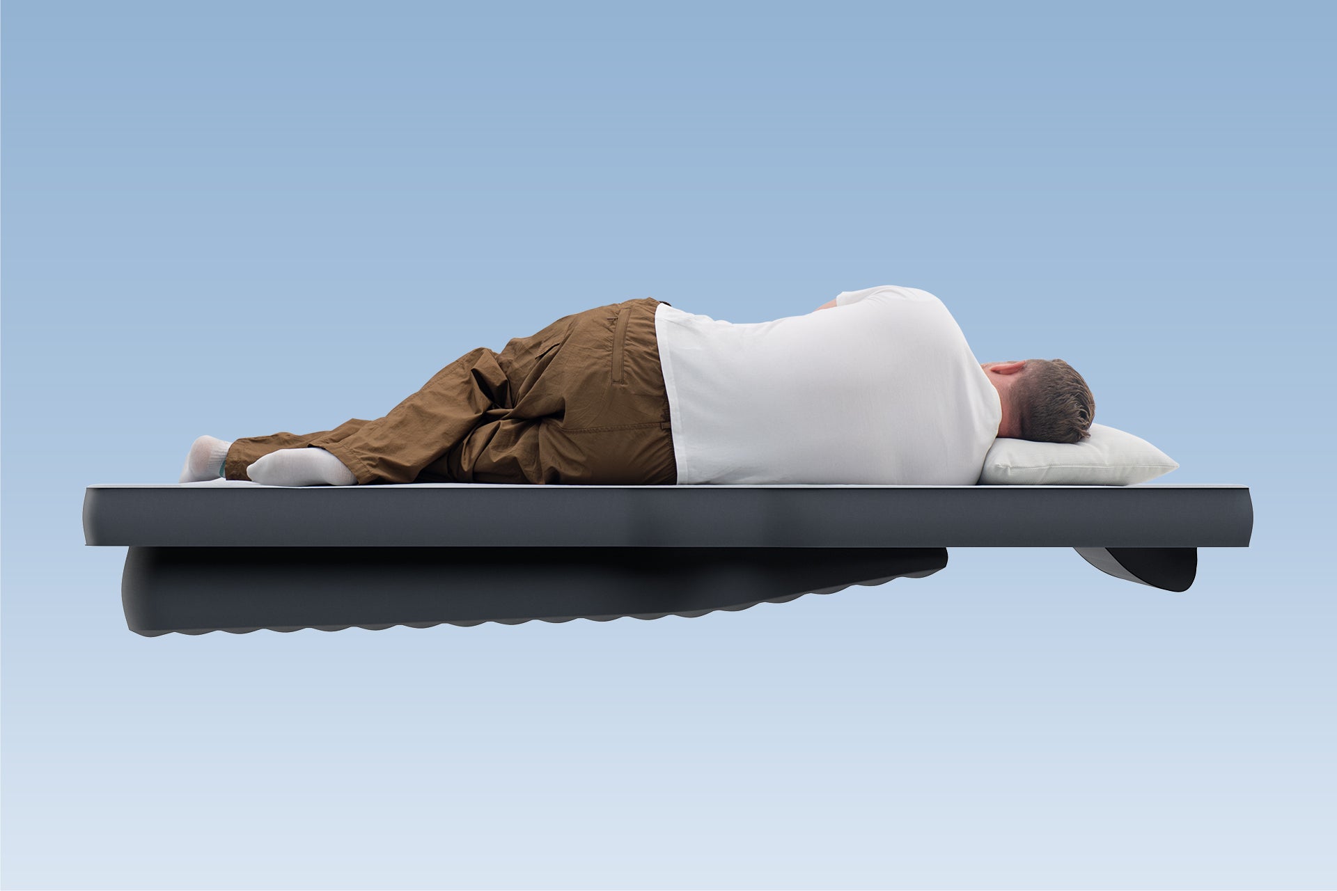 One-piece airbed with smart head support for RAV4 interior