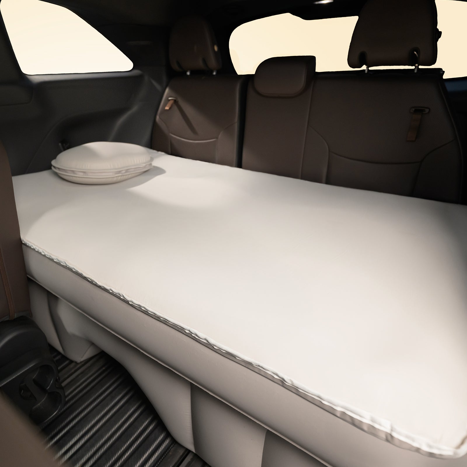 Havnby Toyota Sienna mattress with included storage pillow displayed inside the vehicle