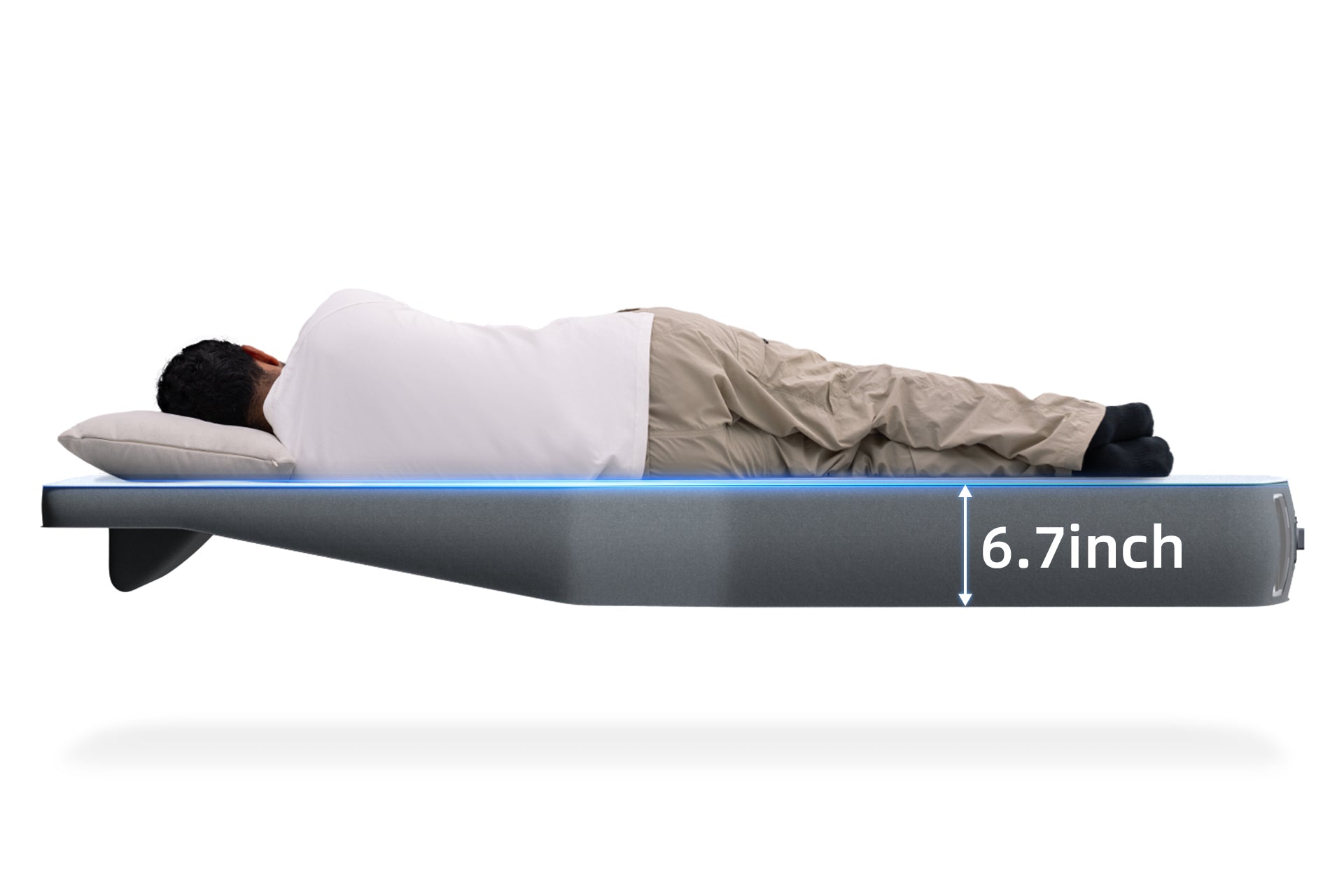 6.7 inch foam and wedge design of Havnby Tesla Solo mattress creating flat stable support for comfortable sleep