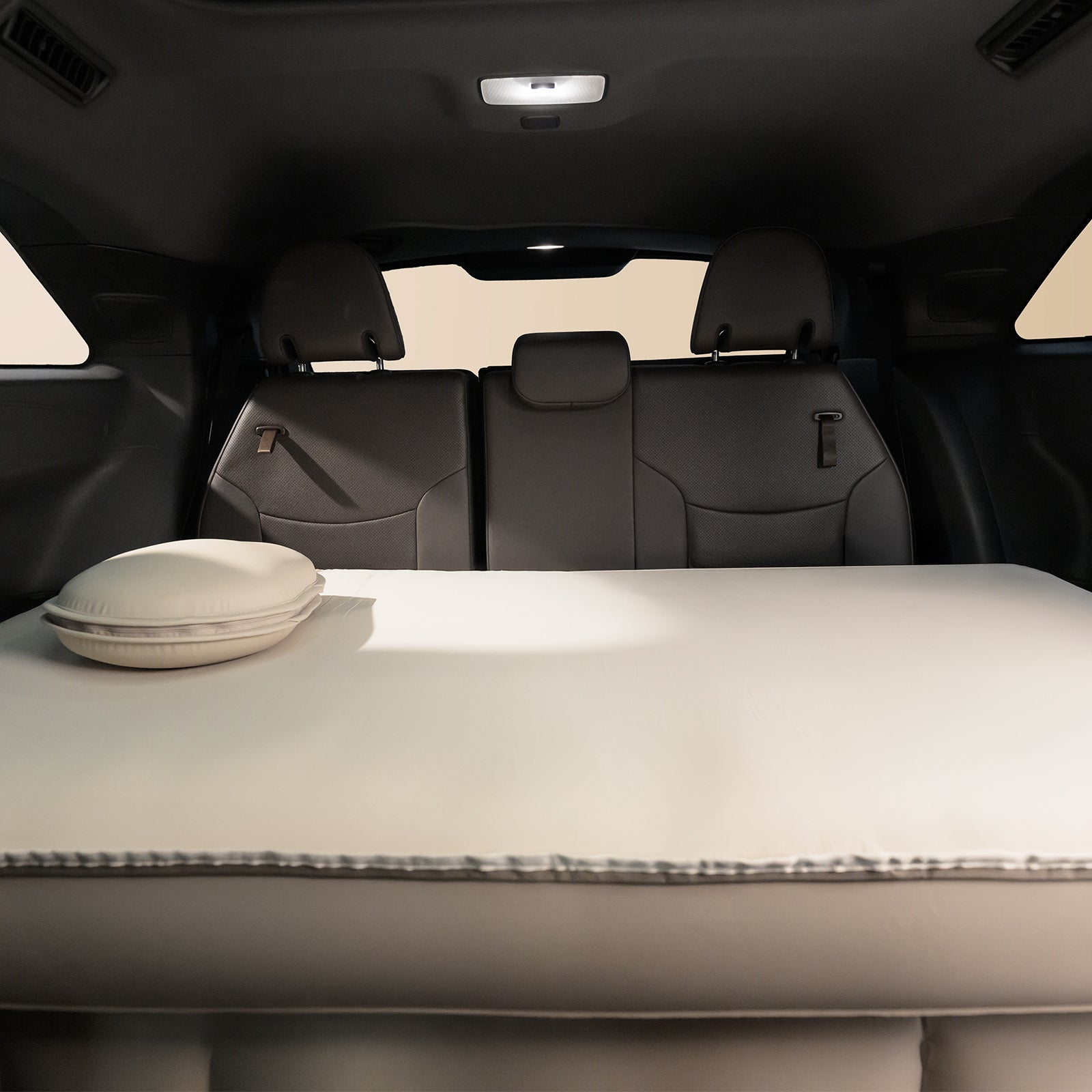 Havnby Air Foam 3rd row mattress installed in Toyota Sienna for car travel comfort