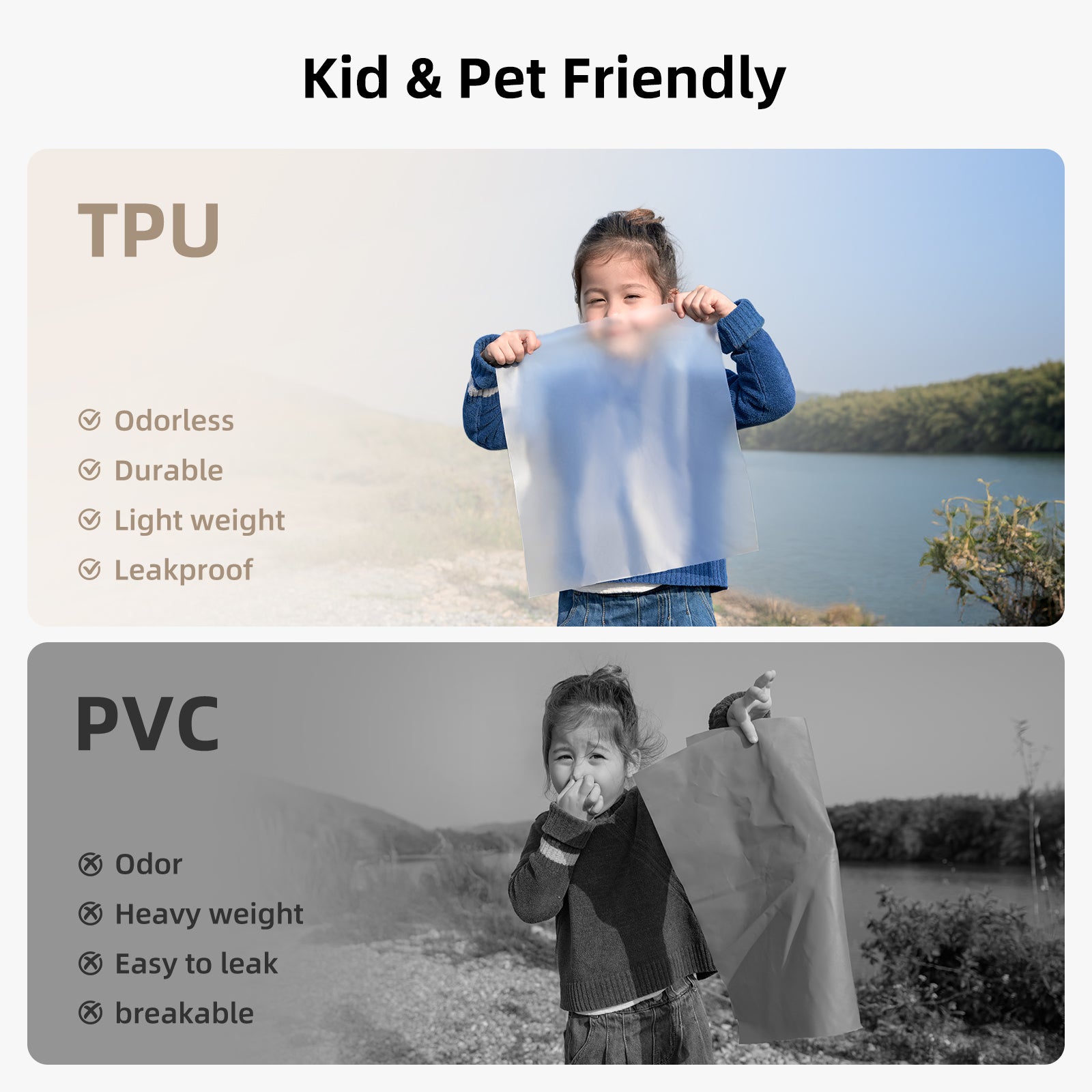 Non toxic odorless TPU of Havnby Sienna mattress safe for kids and pets compared to PVC